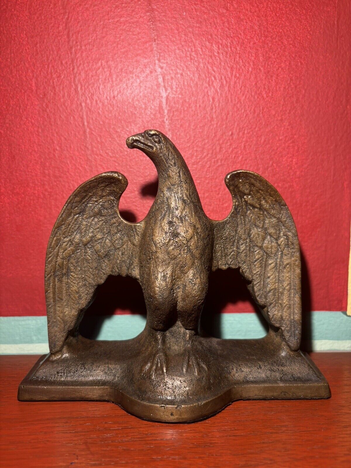 Antique Bronze American Bald Eagle Doorstop Bookend Solid Heavy Unpainted