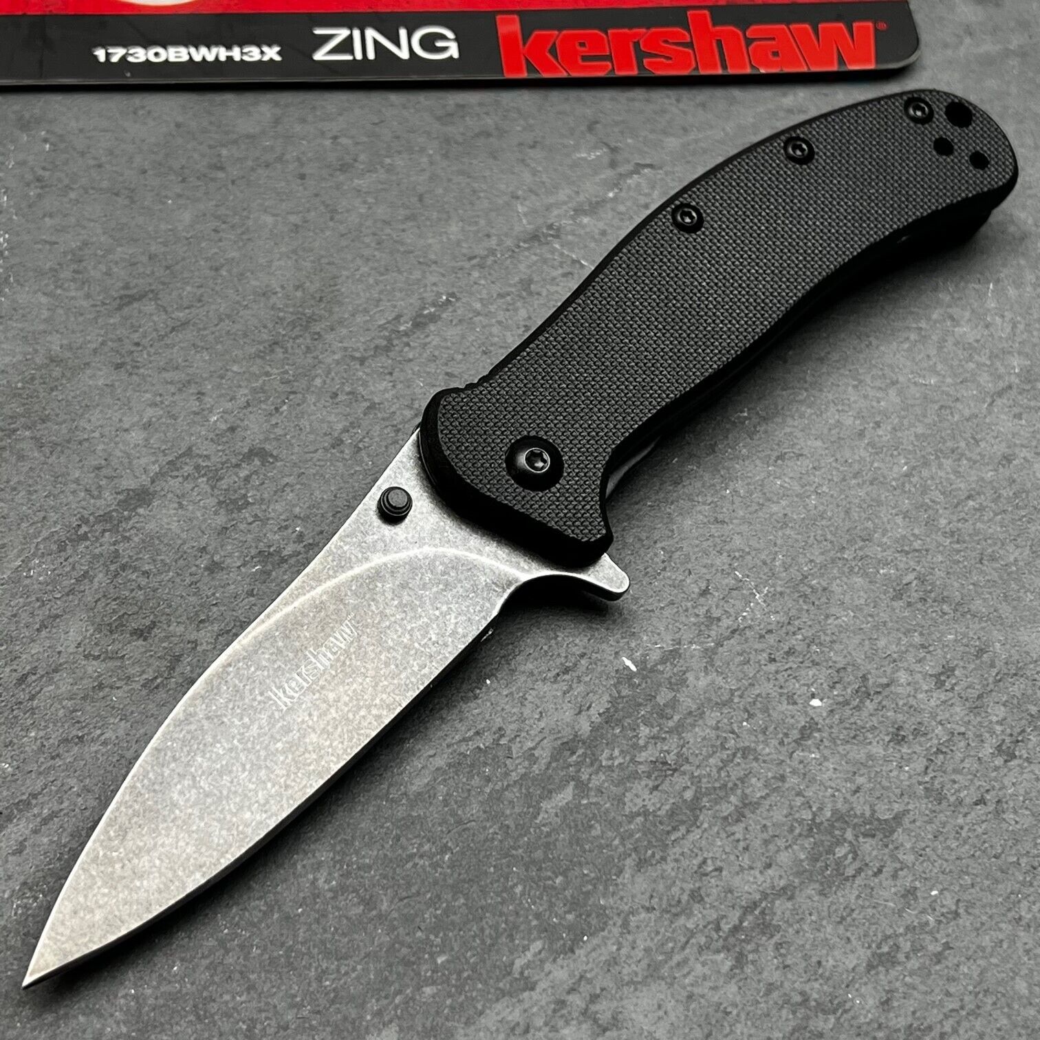 KERSHAW Zing Black G10 Spring Assisted Opening EDC Folding Blade Pocket Knife