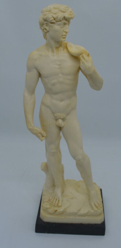 Vintage A. Santini Sculpture Michelangelo's David, Made in Italy, Resin, Label