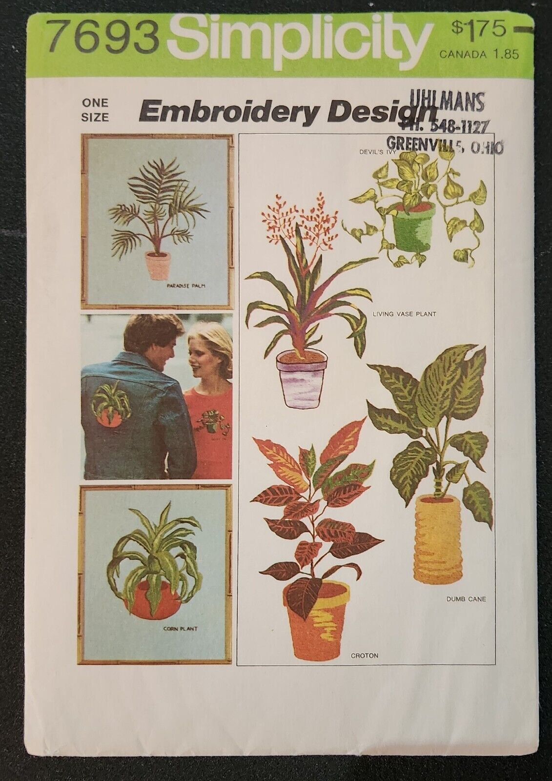 Vintage Simplicity 7693 Embroidery Design Transfers ~ 6 Plant Motifs ~ 1976