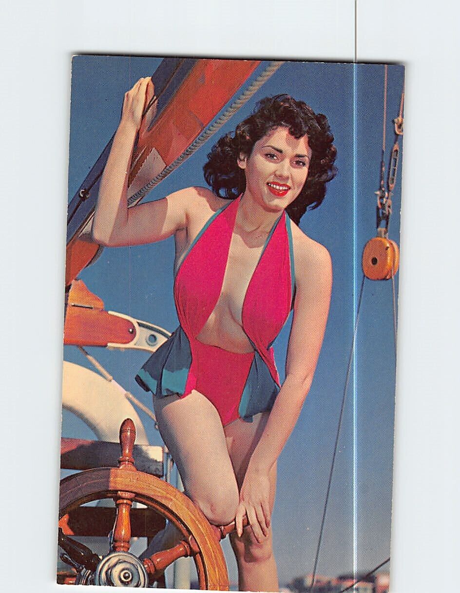Postcard Beautiful Sailboat Girl