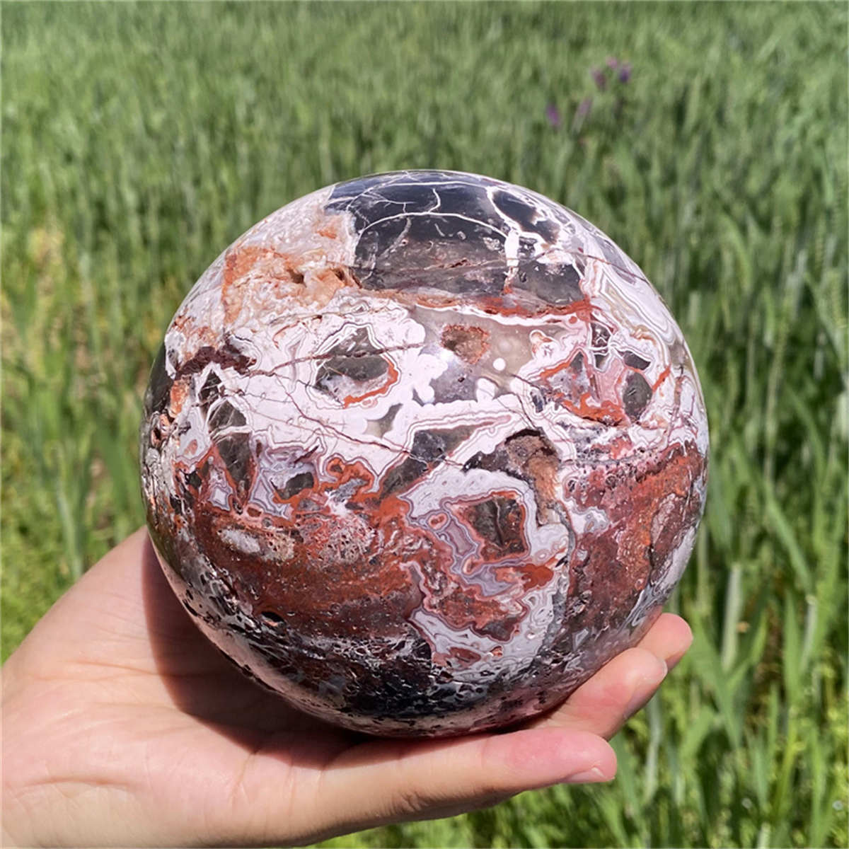 1.8kg Natural Mexican agate Ball Quartz Crystal Sphere Reiki Crystal Decor Gift