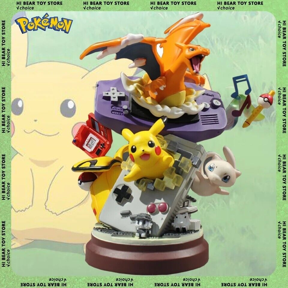 Pokemon Gameboy Charizard Pikachu Mew Statue Figure Toy Collectibles
