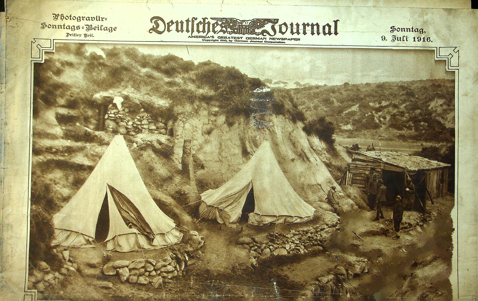 1916 Deutfches Journal German American Newspaper July 9 German prisoners Arosa Y