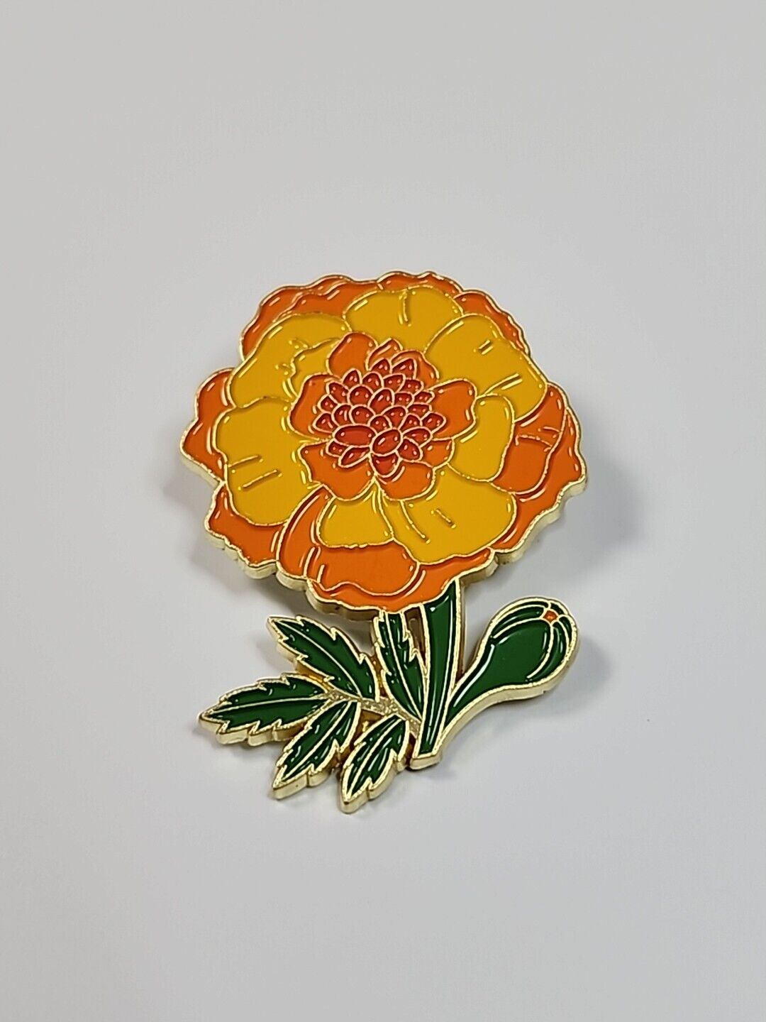 Marigold Flower Lapel Pin Large Size •