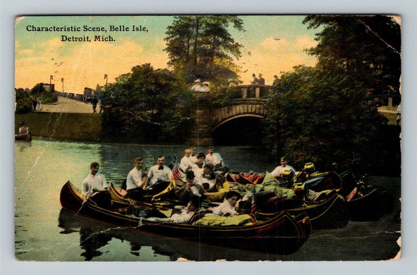 Detroit MI-Michigan, Belle Isle, Boating on the River, c1911 Vintage Postcard