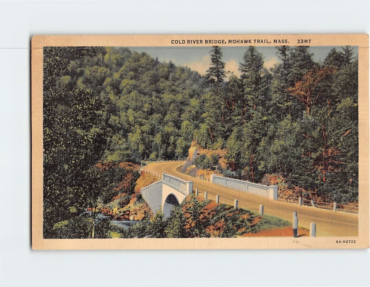 Postcard Cold River Bridge Mohawk Trail Massachusetts USA