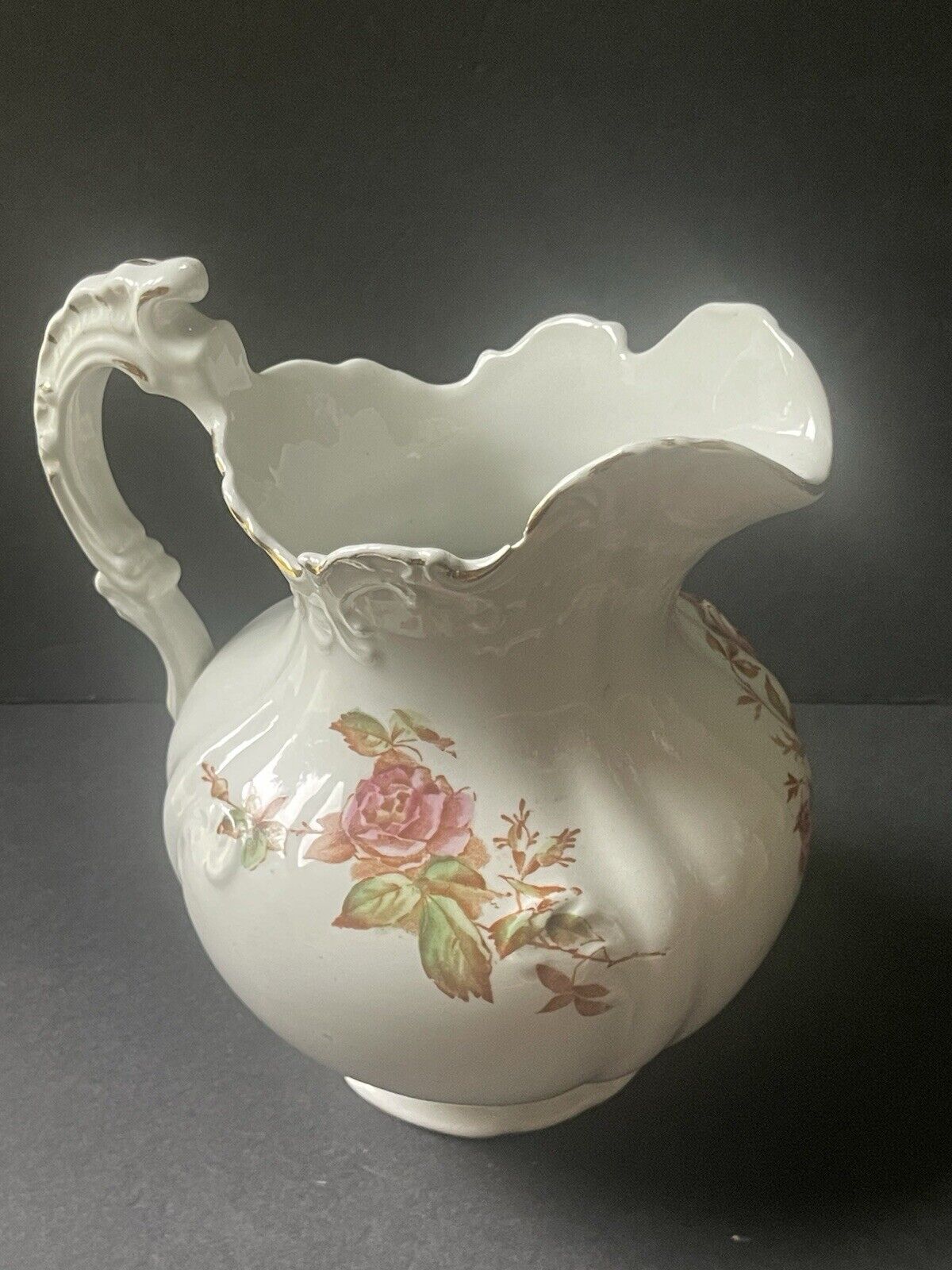 Empire  Pitcher June Rose Antique Porcelain Victorian Floral 1890’s Cottagecore