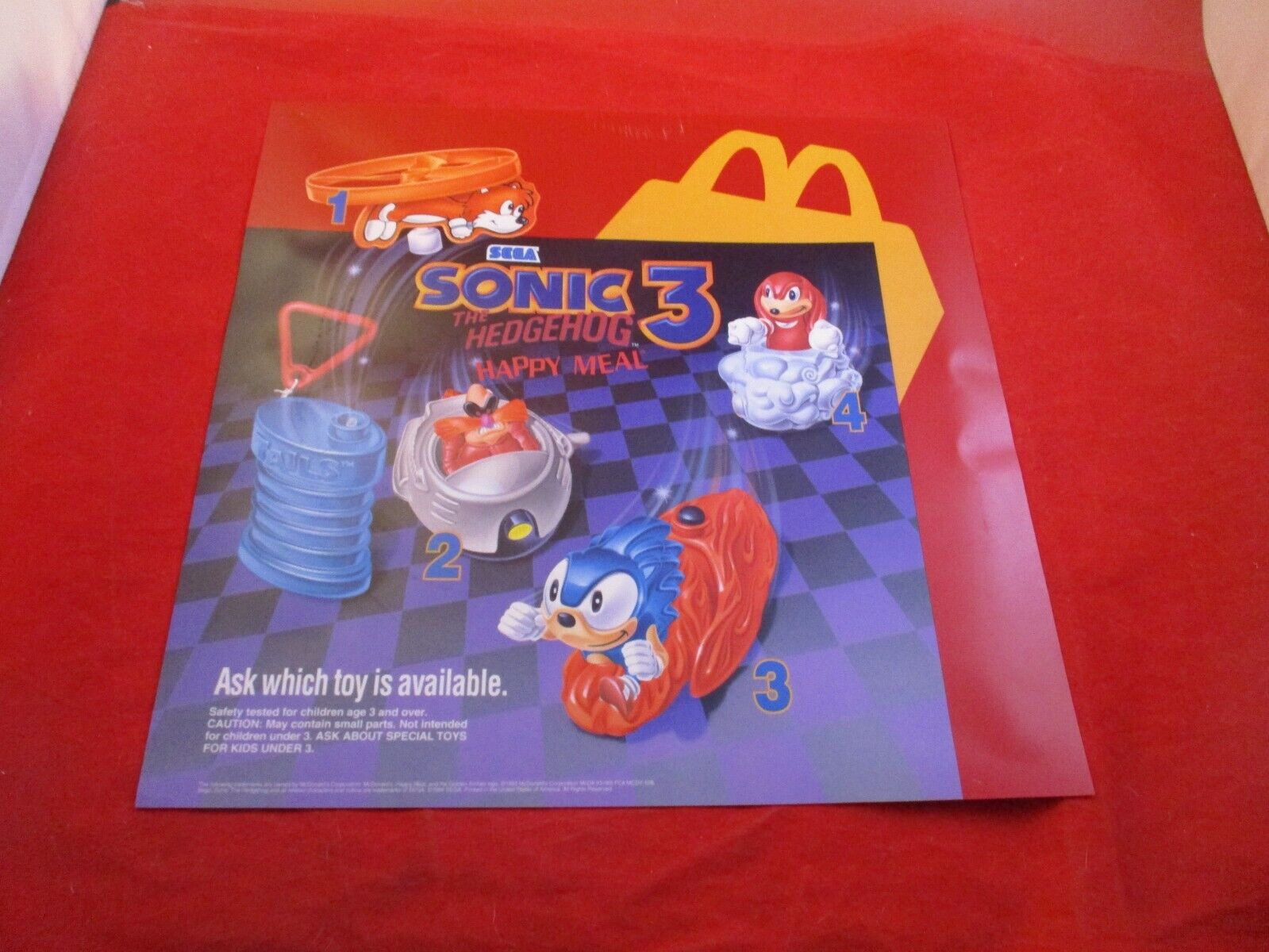 Sonic the Hedgehog 3 Sega McDonald\'s Happy Meal Toy Promo Translite Display Sign