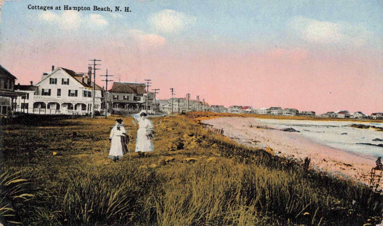 Cottages as Hampton Beach, New Hampshire  Vintage Miniature PC Posted  2.5x3