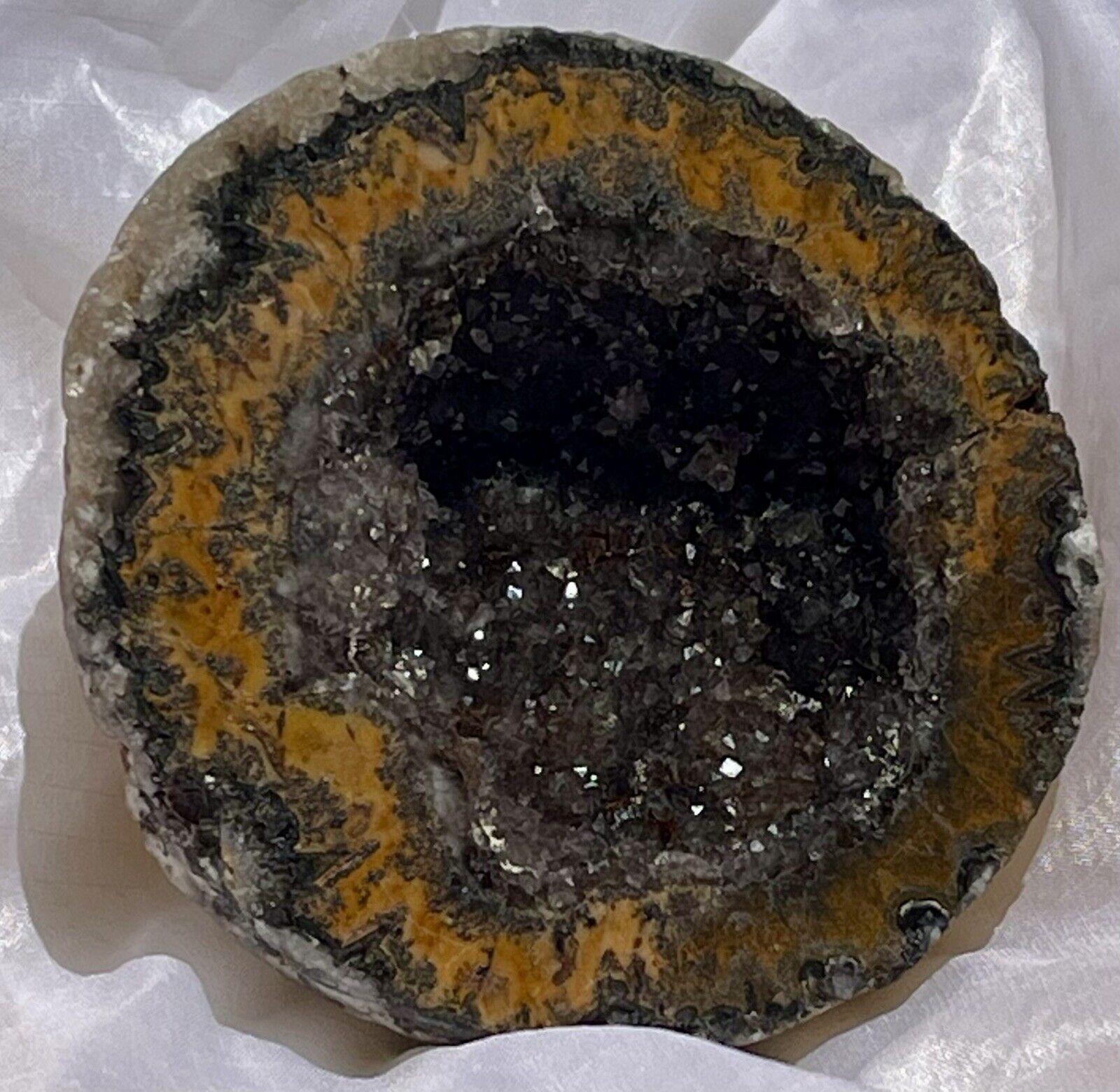 3” Natural Quartz Geode cut Round Cluster & Small Geode Magnet Mineral Specimen