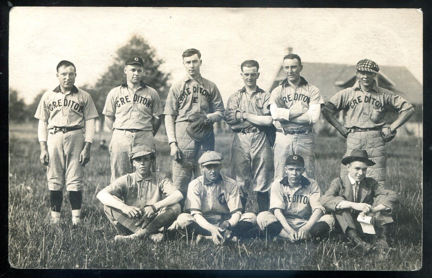 CREDITON Ontario 1910s Baseball Team Sport. Real Photo Postcard
