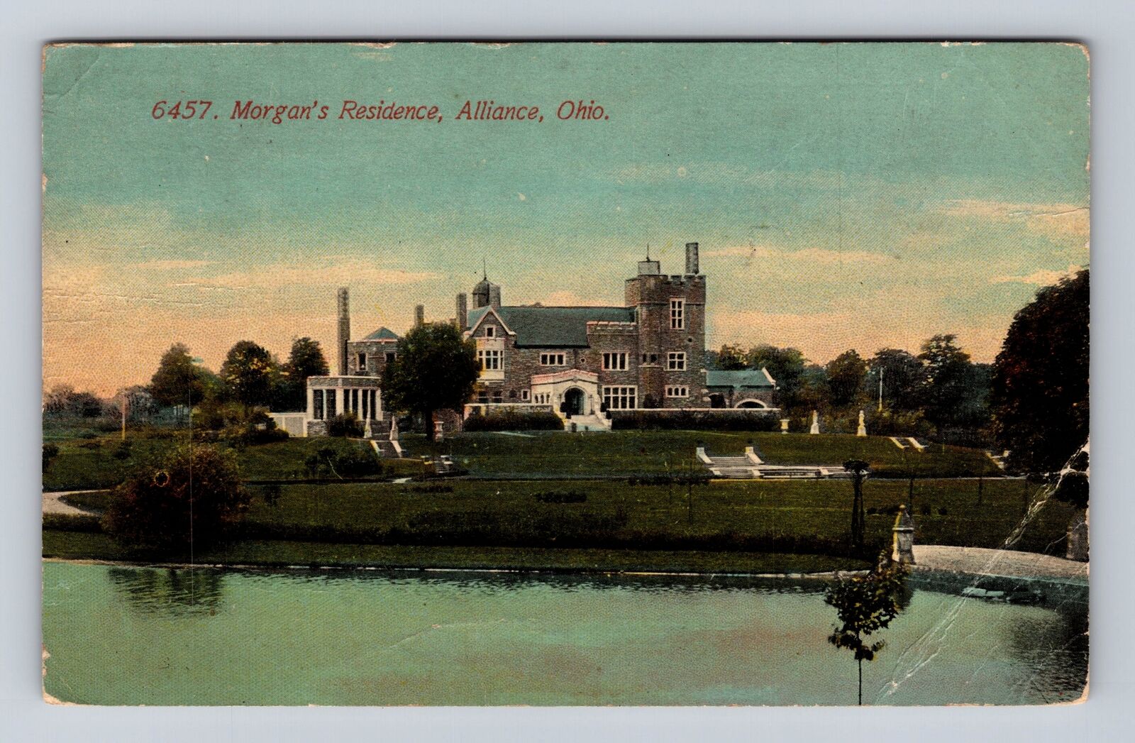 Alliance OH-Ohio, Morgan's Residence, Antique, Vintage c1914 Souvenir Postcard