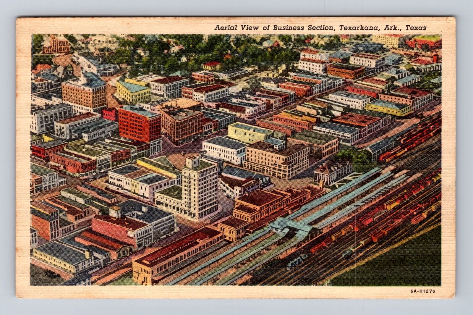 Texarkana AR-Arkansas, Aerial View Of Business Section, Vintage Postcard
