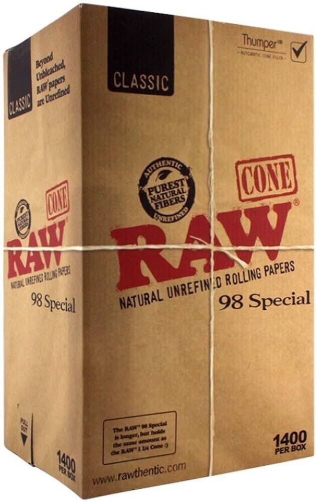 RAW Classic Natural Unrefined Rolling Papers - 98 Special Size, 1400 per box