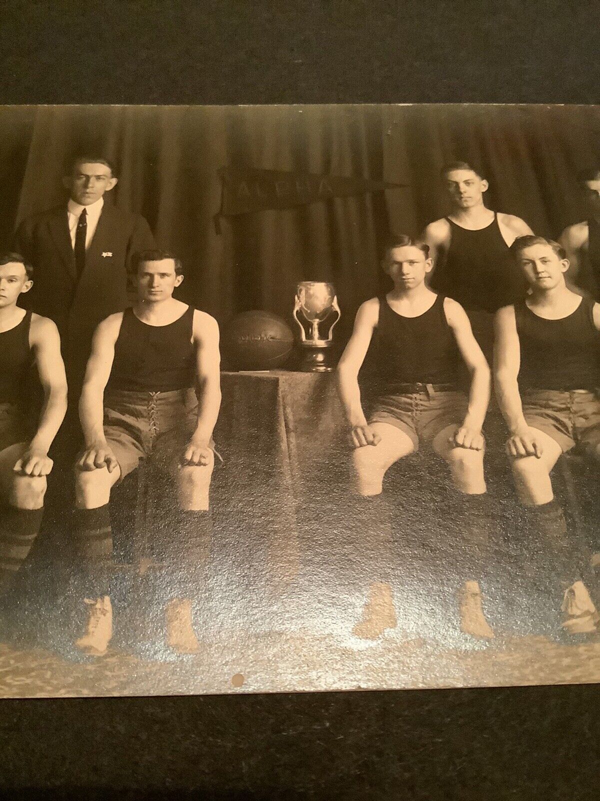 Basketball Team Pose {Championship} Turn of the Century Photo Postcard 