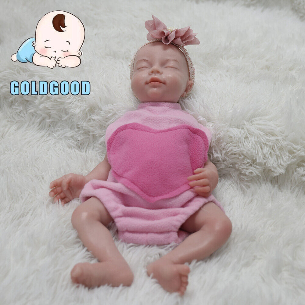 16'' Sleeping Newborn Girl Full Platinum Silicone Doll Soft Reborn Baby Dolls US