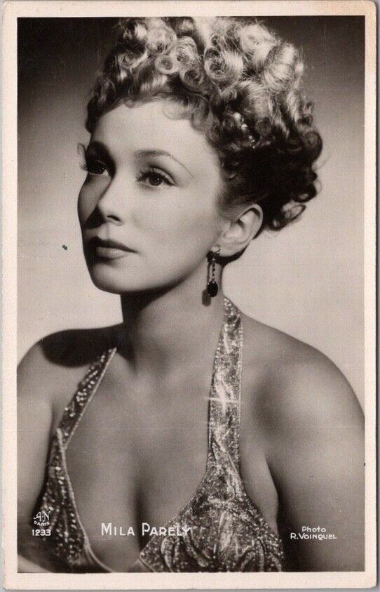 Vintage MILA PARELY Real Photo RPPC Postcard French Movie Actress c1930s -Unused