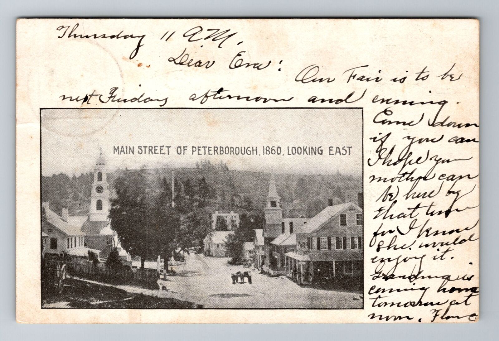 Peterborough NH-New Hampshire, Main Street Looking East, Vintage Postcard