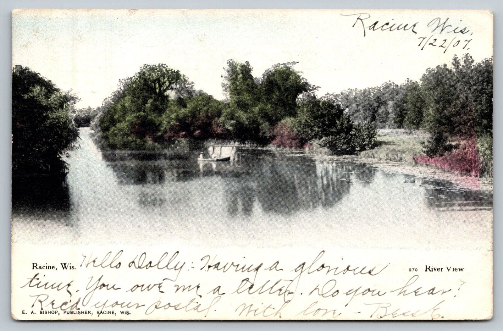 Vintage 1907 Racine Wis. Water Front View Postcard