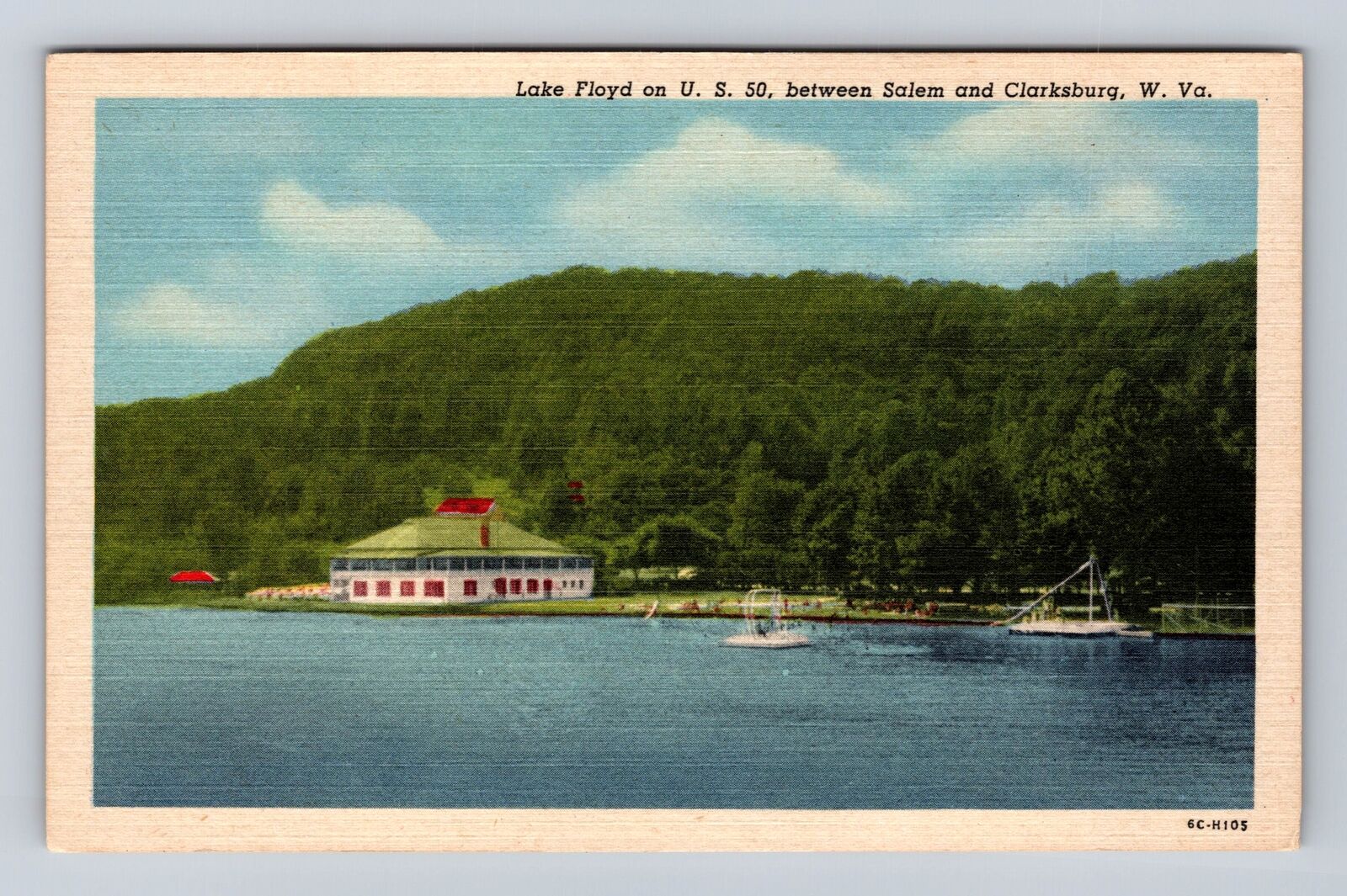 Clarksburg WV-West Virginia, Lake Floyd On US 50, Antique, Vintage Postcard