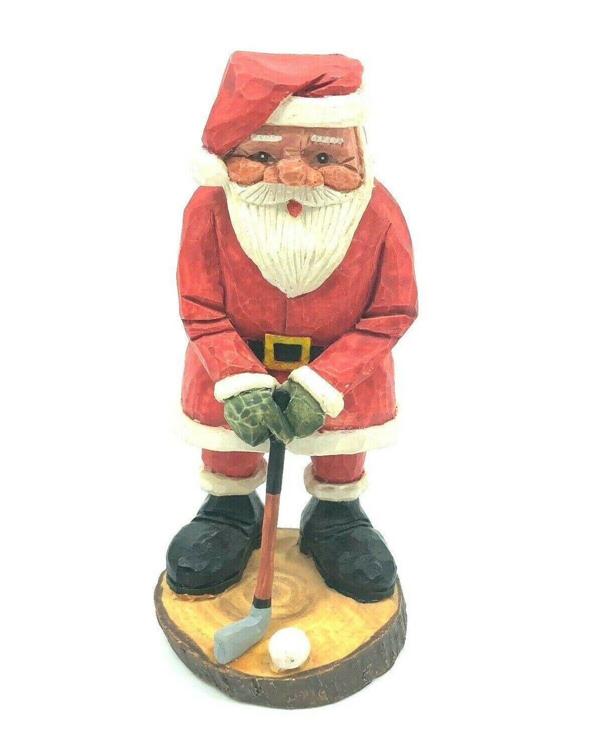 Santa Claus Christmas Figurine Playing Golf Sport Golfing Figure Resin 5 inches