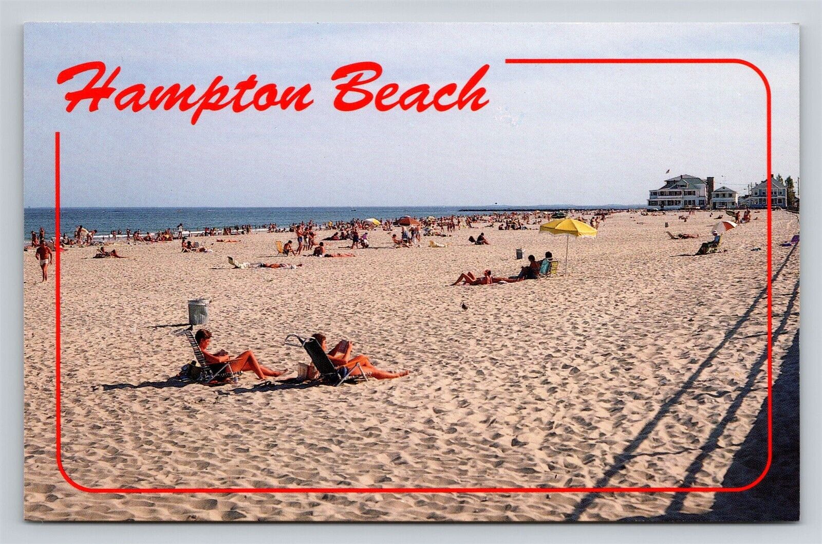 Hampton Beach New Hampshire NH Sun Bathers Vintage Postcard View Unused