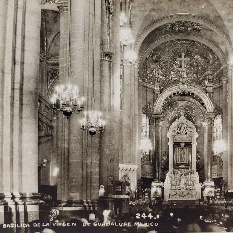 Basilica Our Lady Guadalupe Mexico City RPPC Postcard c1945 Vintage Church C617