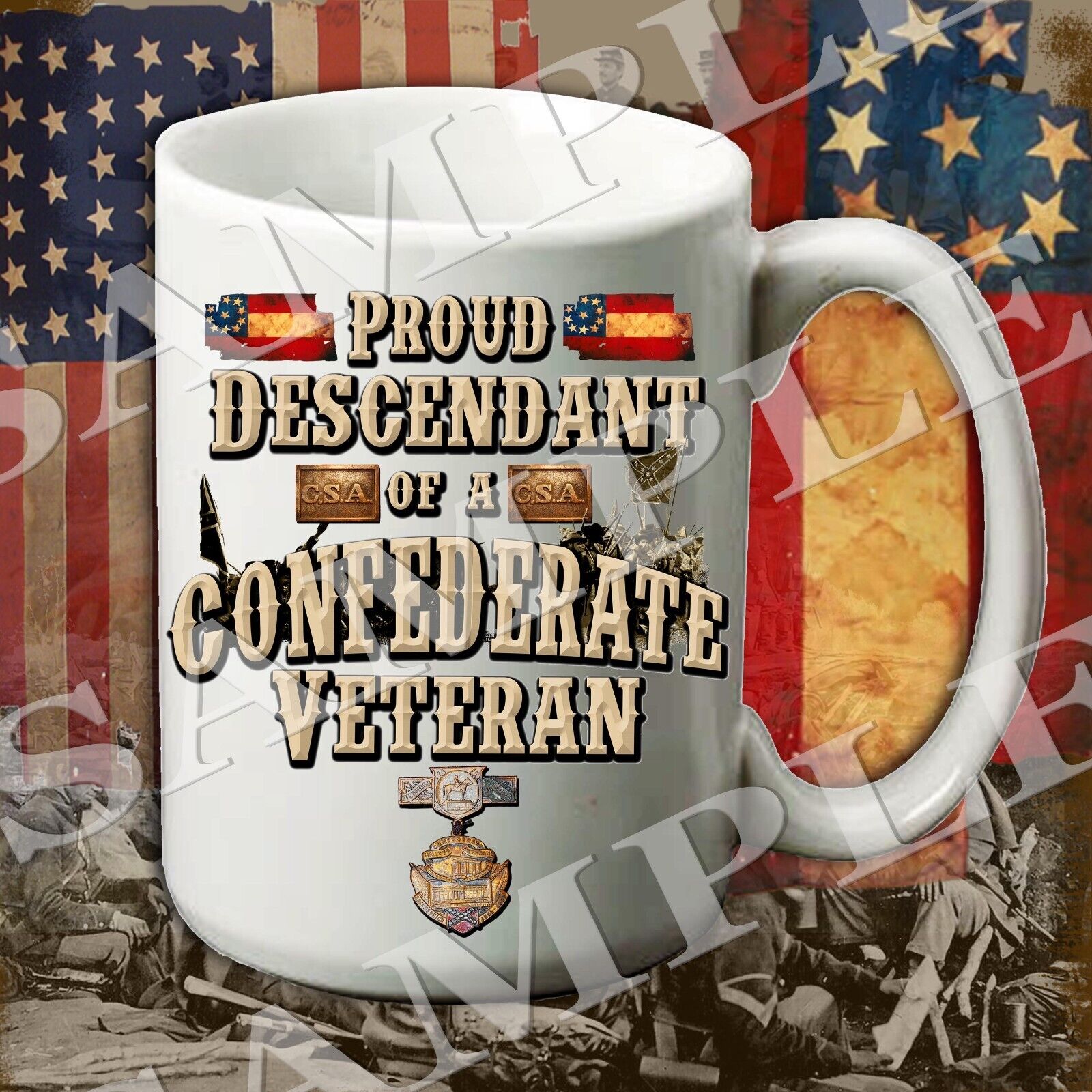Proud Descendant of a Confederate Veteran 15-ounce Civil War themed coffee mug