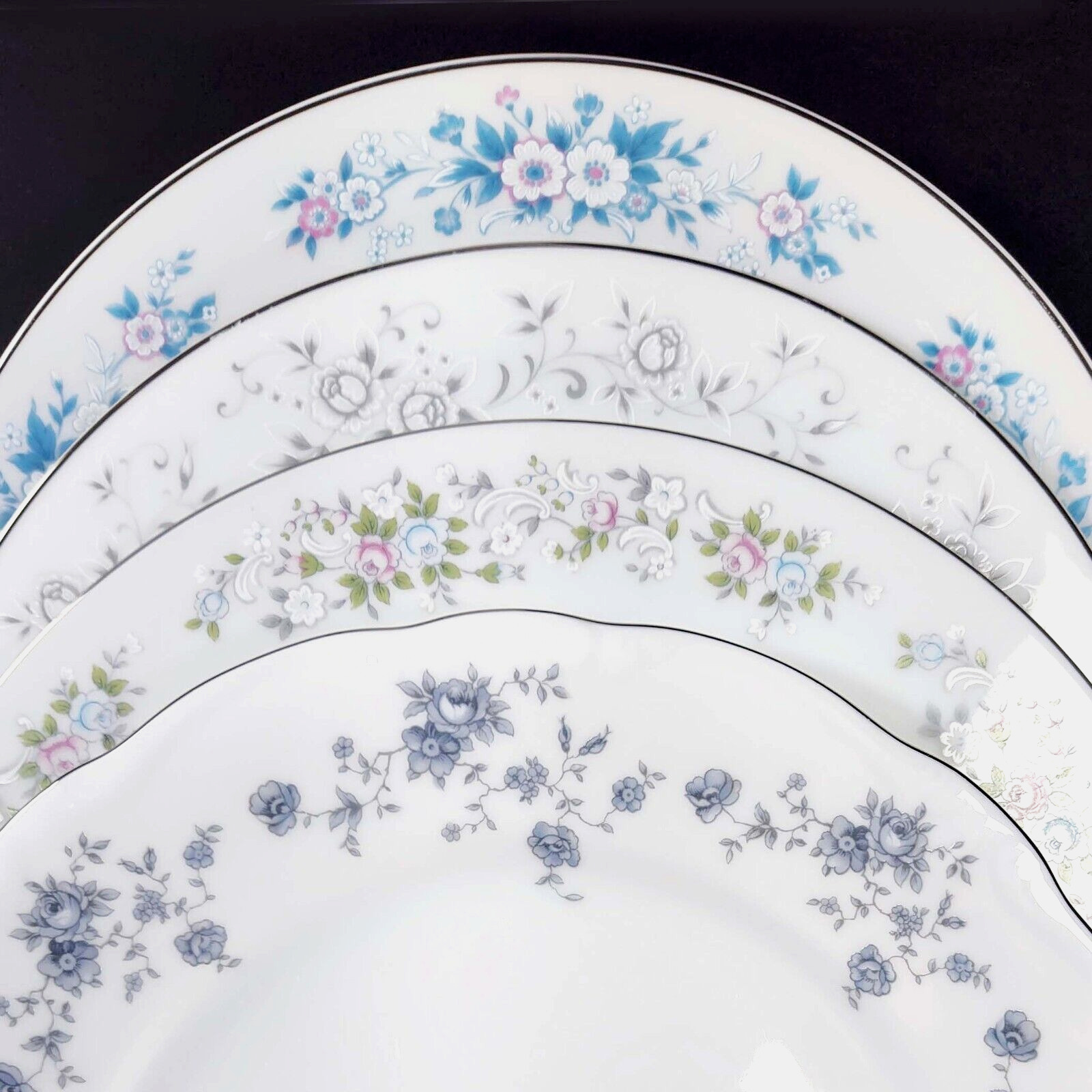 Mismatched China Dinner Plates Vintage Floral Plates Mix and Match Set of 4
