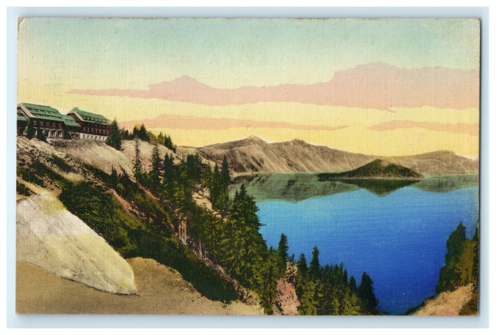 c1920's Crater Lake Lodge National Park Oregon OR Handcolored Postcard