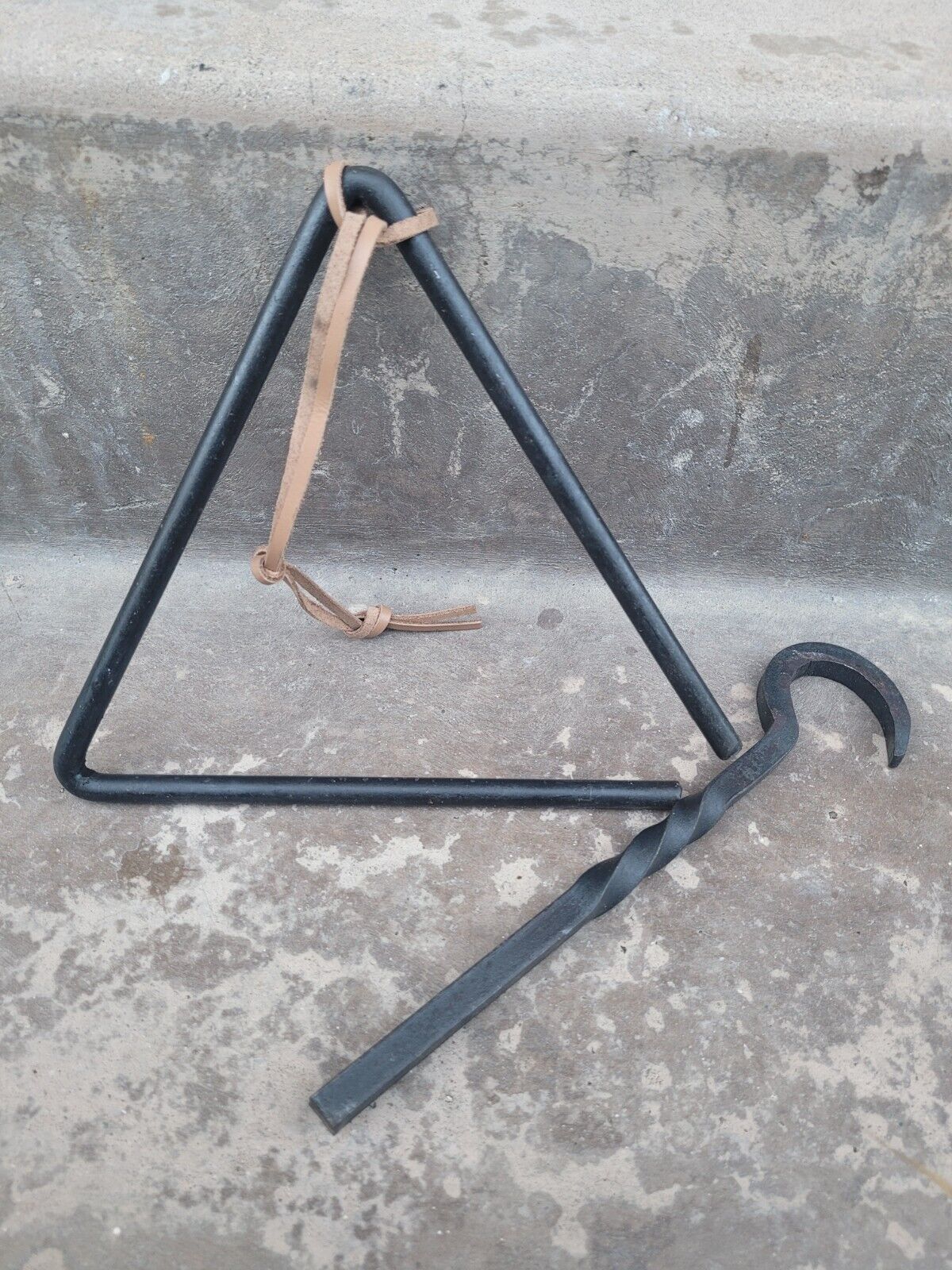 Large Western Dinner Triangle Calling Bell Rustic Decor Chuck Wagon Hand Forged