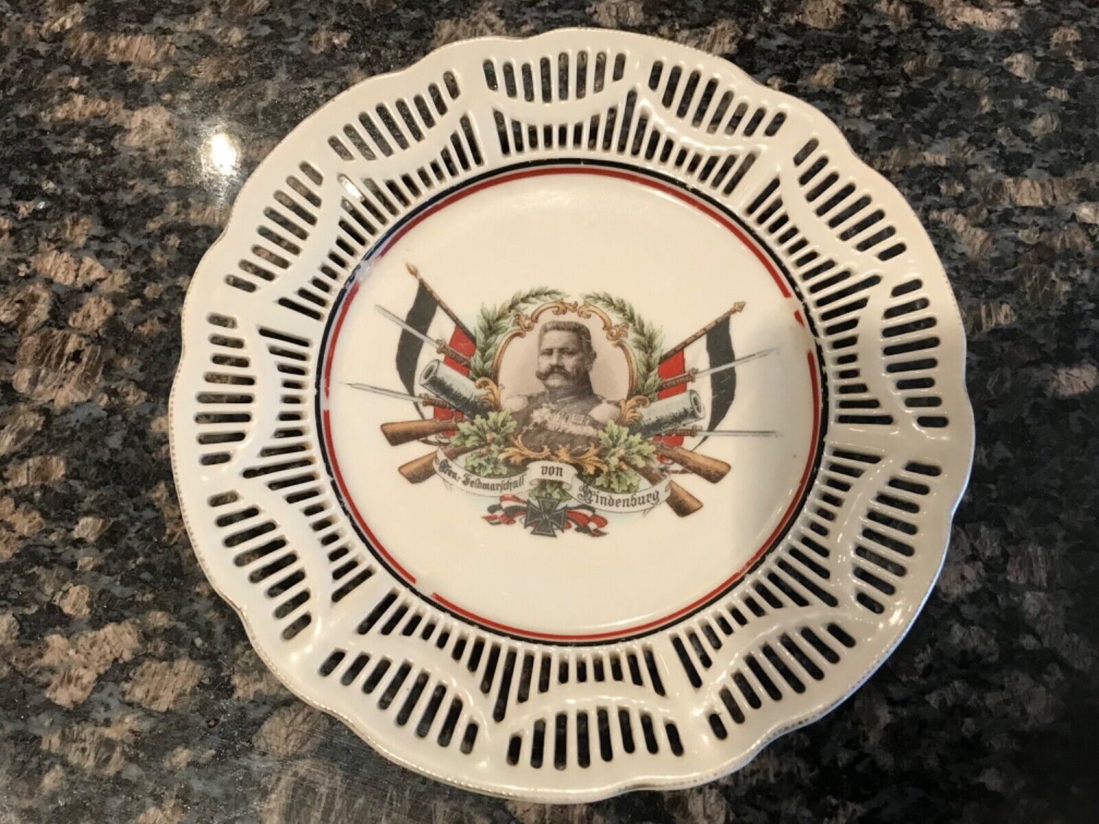 Antique WW1 General Field Marshall Von Hindenburg Prussia Commemorative Plate
