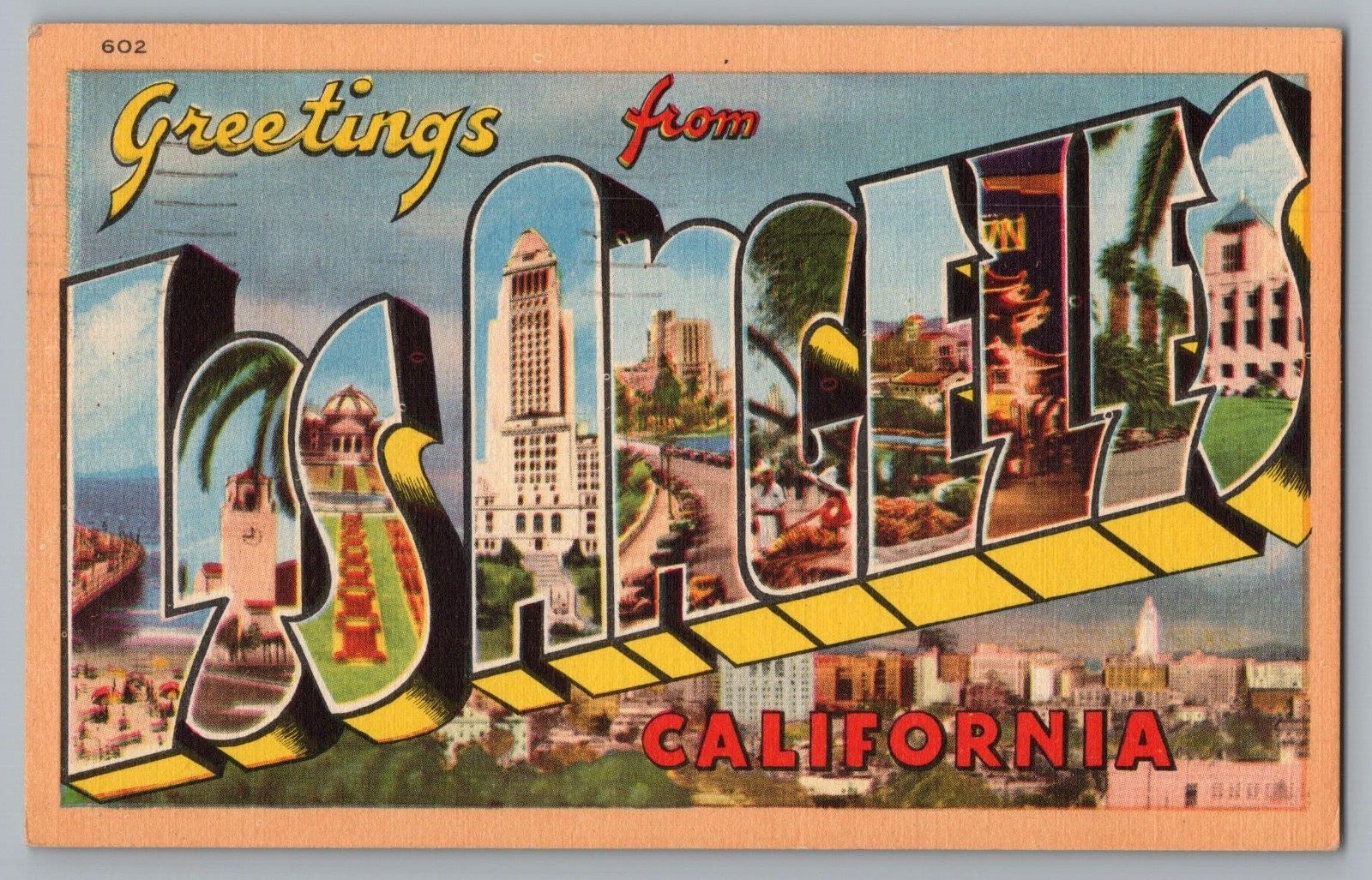 Postcard Greetings From Los Angeles, California, Large Letter