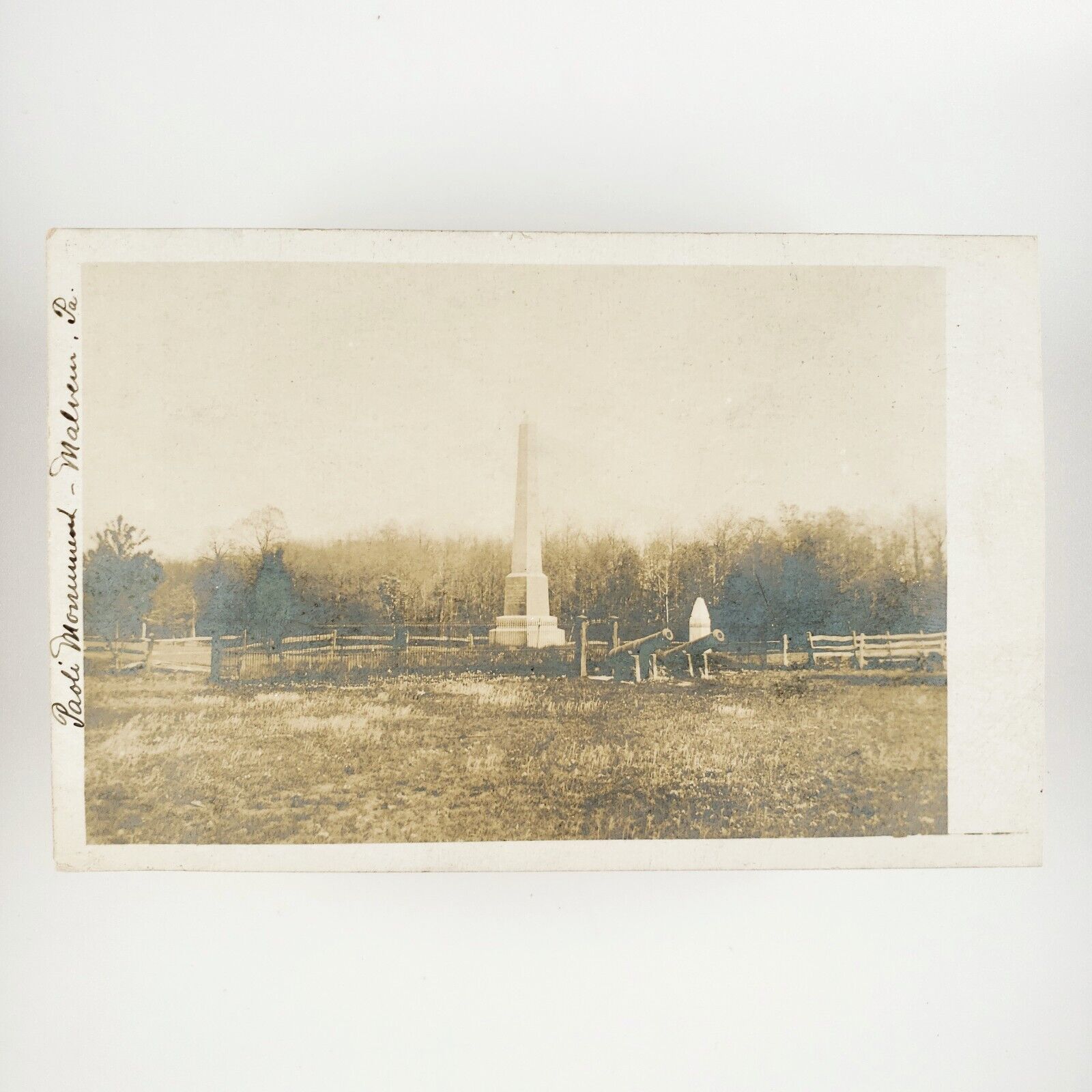 Paoli Memorial Grounds Malvern RPPC Postcard c1910 Pennsylvania Monument C2782