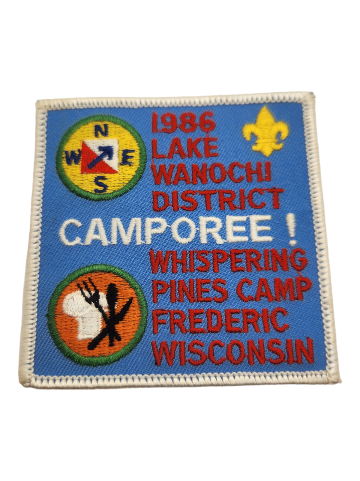 1986 Lake Wanochi Camporee Whispering Pines Camp Frederic WI Boy Scout BSA Patch