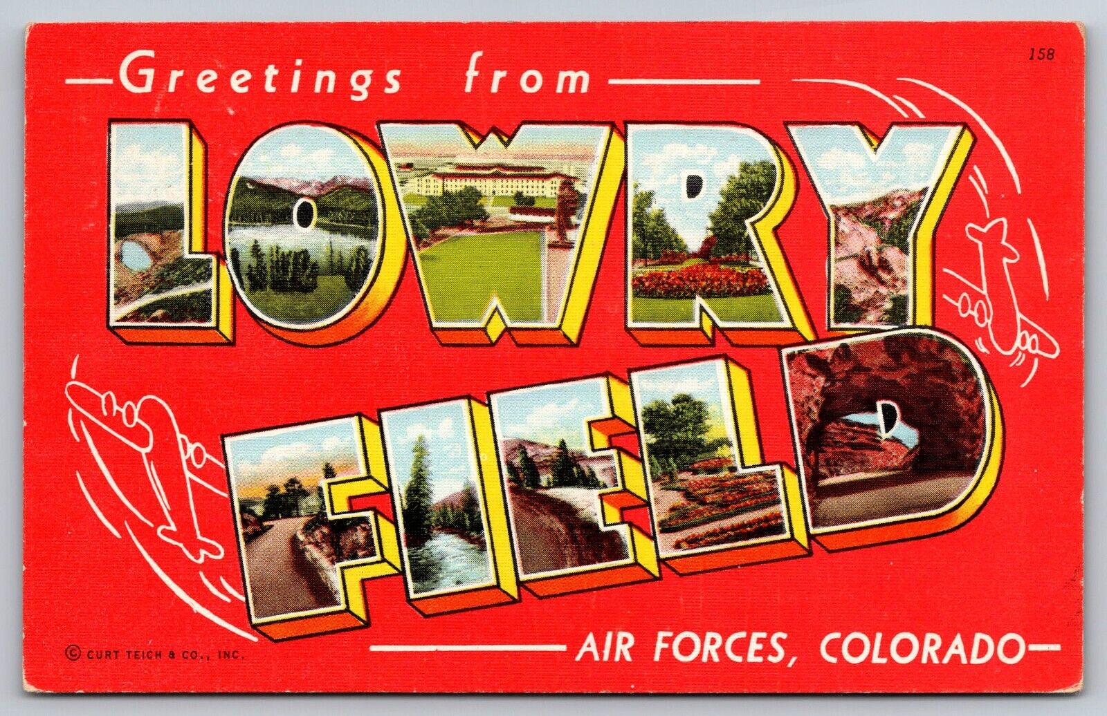 Postcard 1946 Greetings from Lowry Field Air Forces Colorado A31