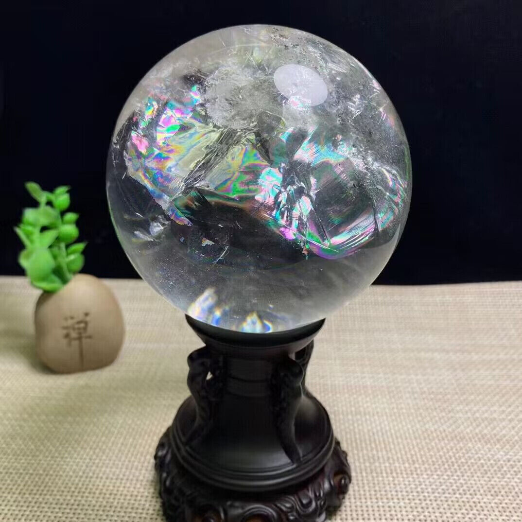 97mm AAA+ Top Natural  Rainbow Clear Quartz Sphere Quarzt Crystal Ball Reiki