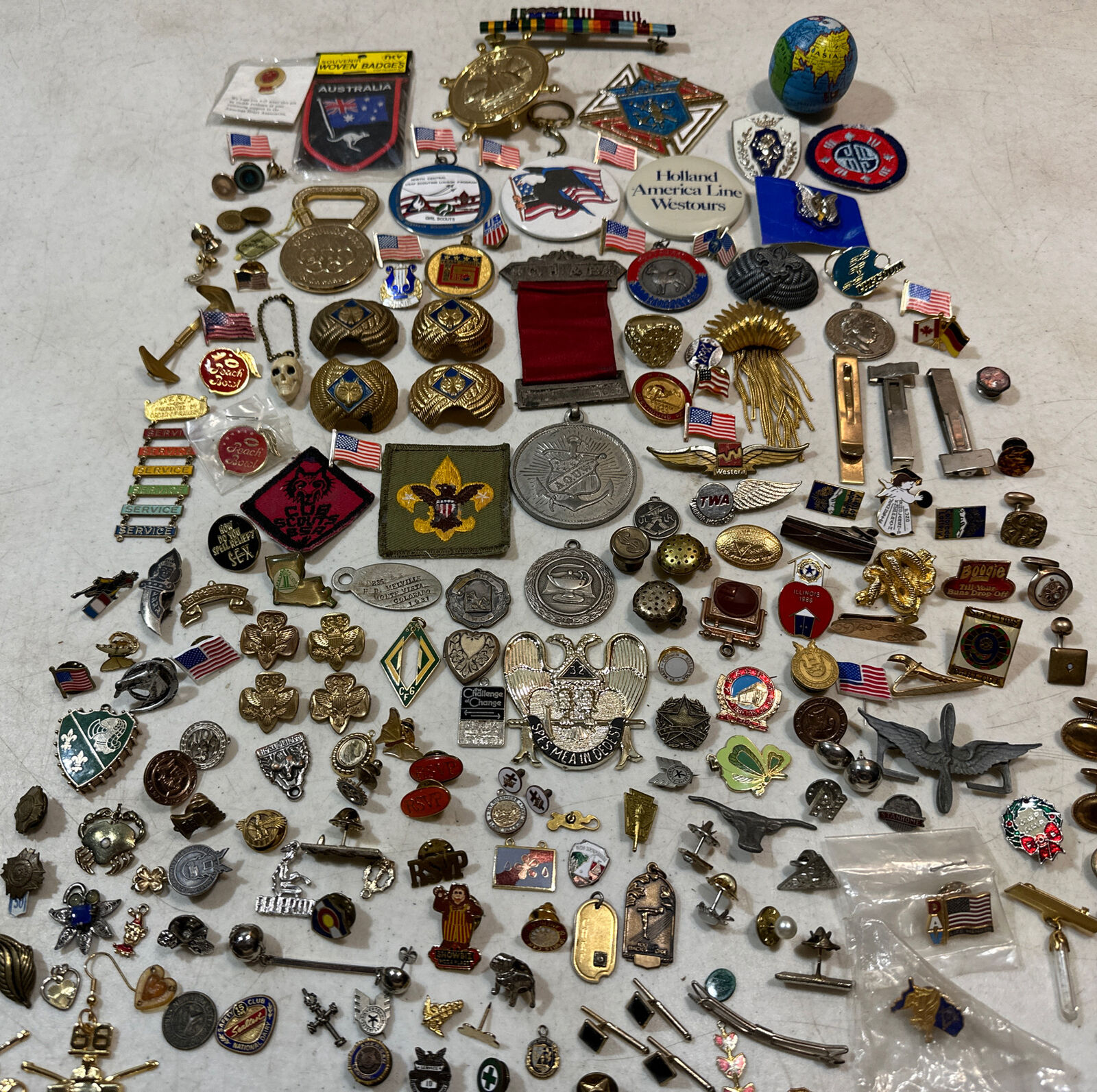 Grandpa’s Vintage Junk Drawer Lot Of (200) Pieces Some Silver Collectibles