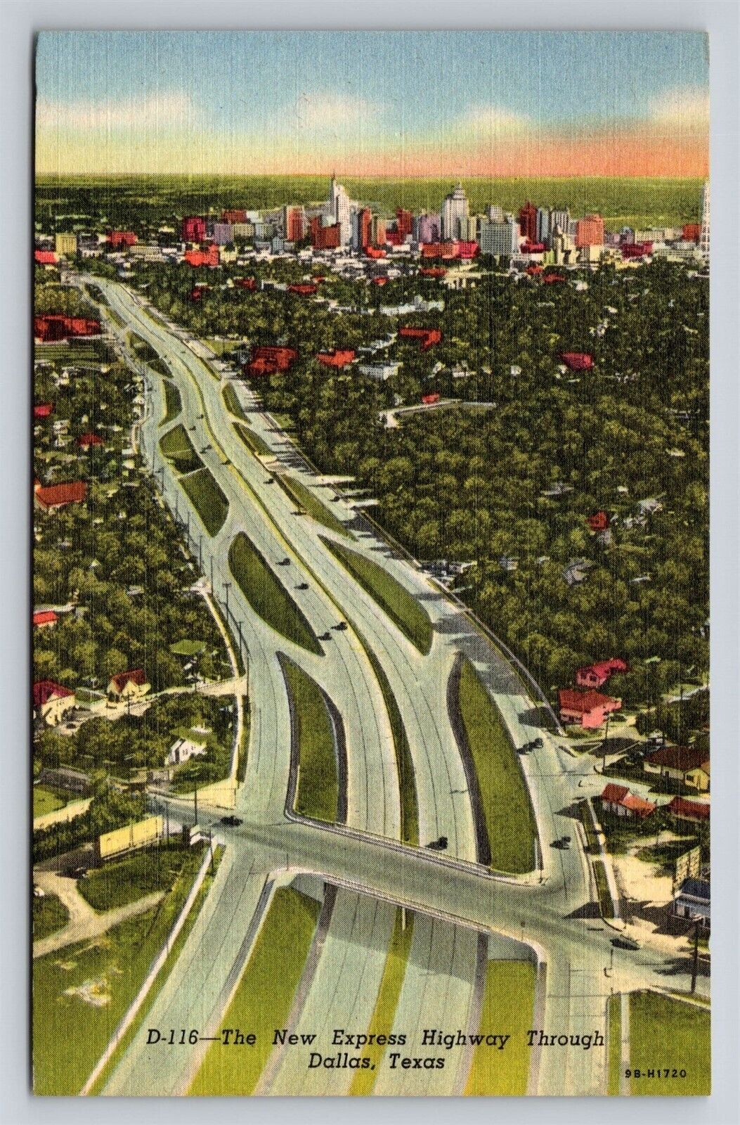 Dallas Texas The New Express Highway TX Vintage Postcard Aerial View Unused
