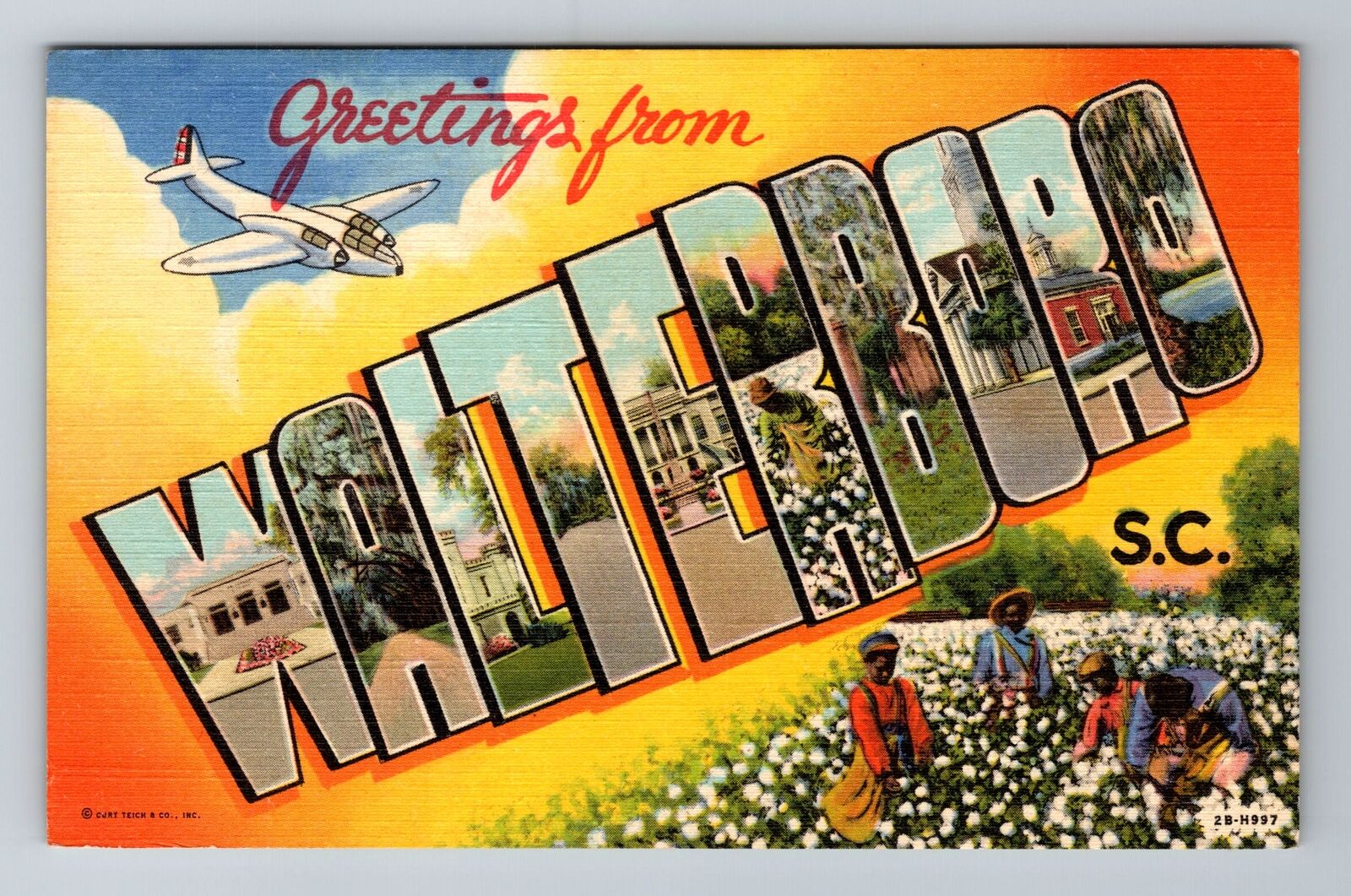 Walterboro, SC-South Carolina, LARGE LETTER Greetings, Vintage Postcard