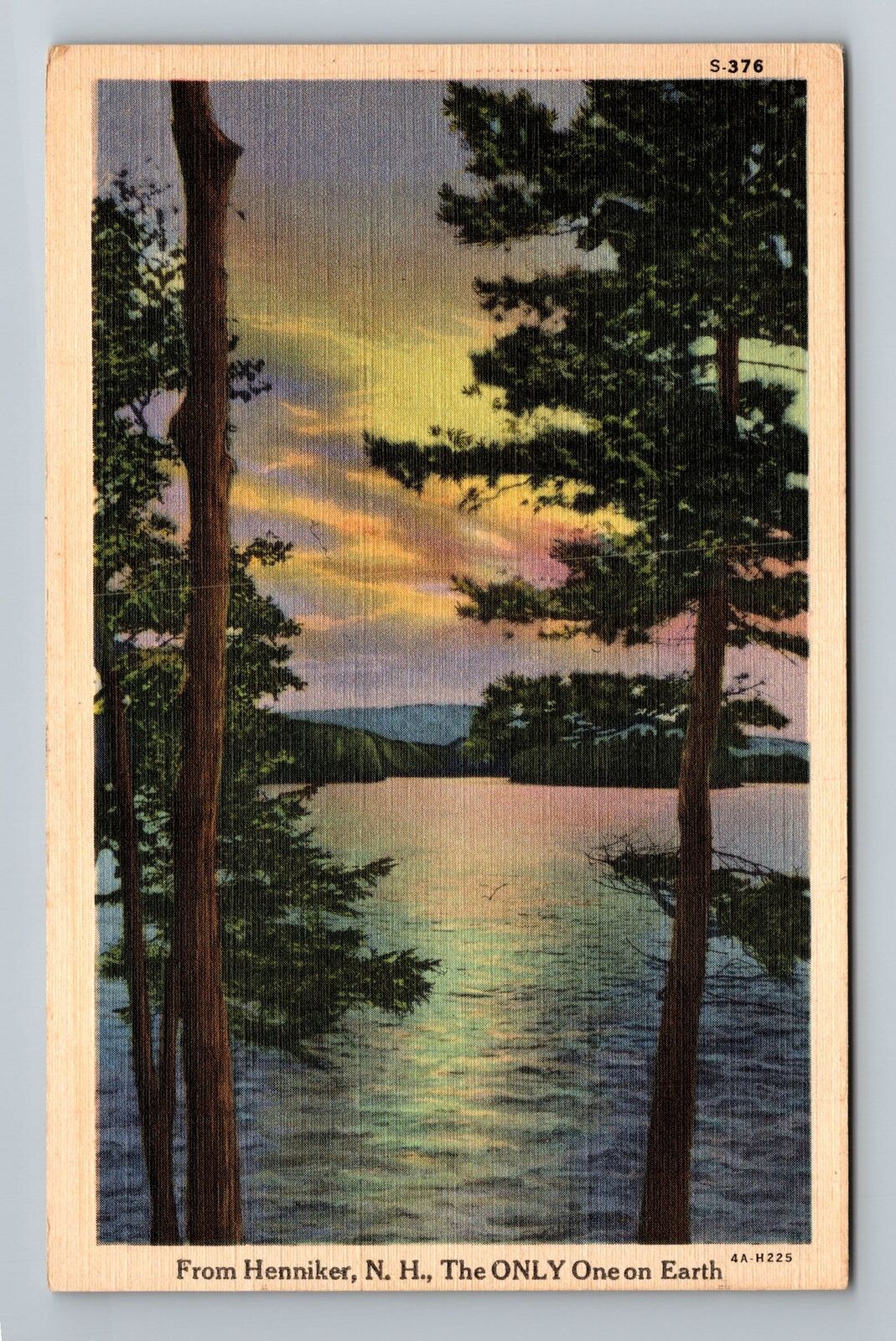 Henniker NH-New Hampshire, Scenic Sunset on Lake, Vintage Postcard