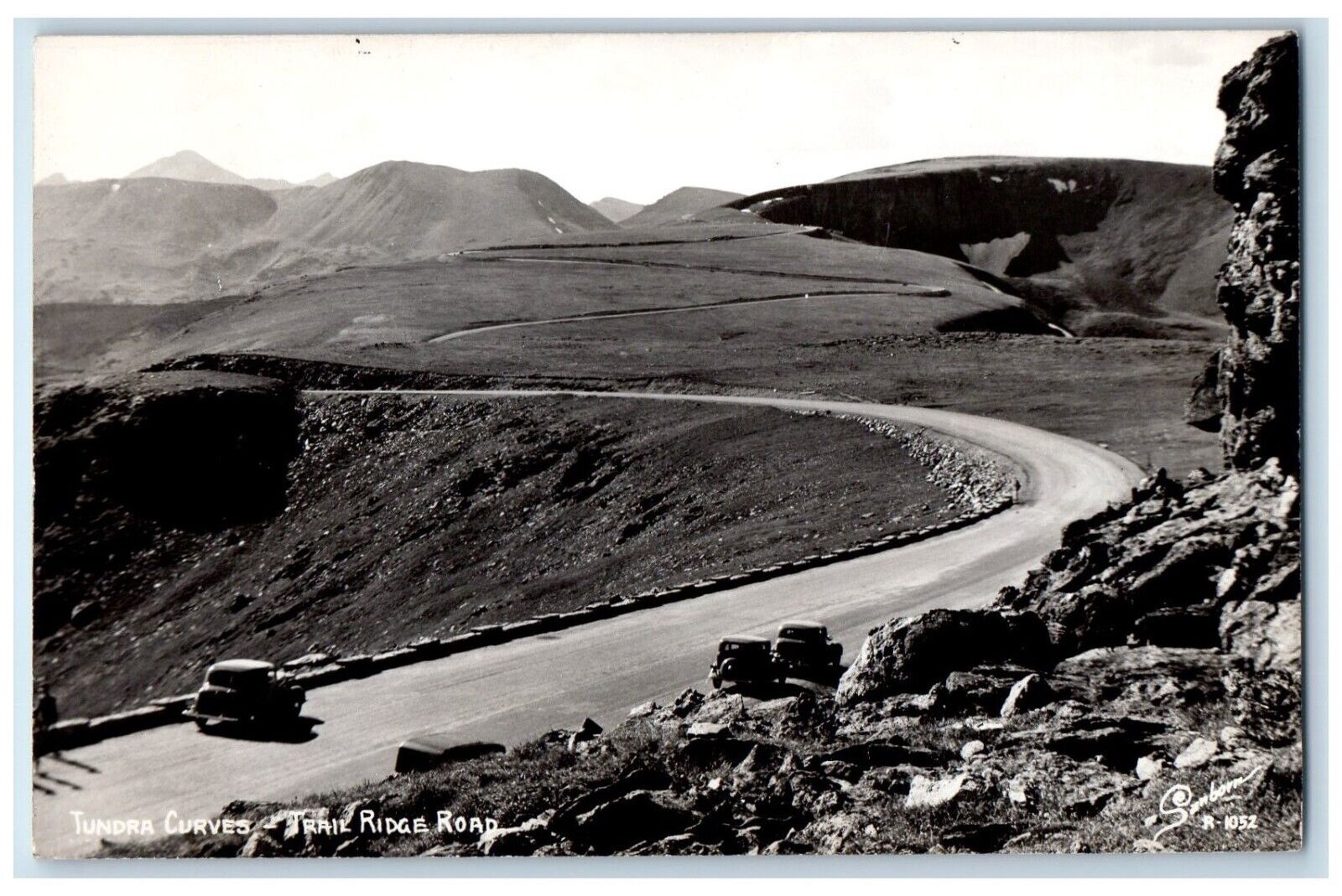 c1950's Turner Curves Trail Ridge Road Cars Sanborn RPPC Photo Vintage Postcard
