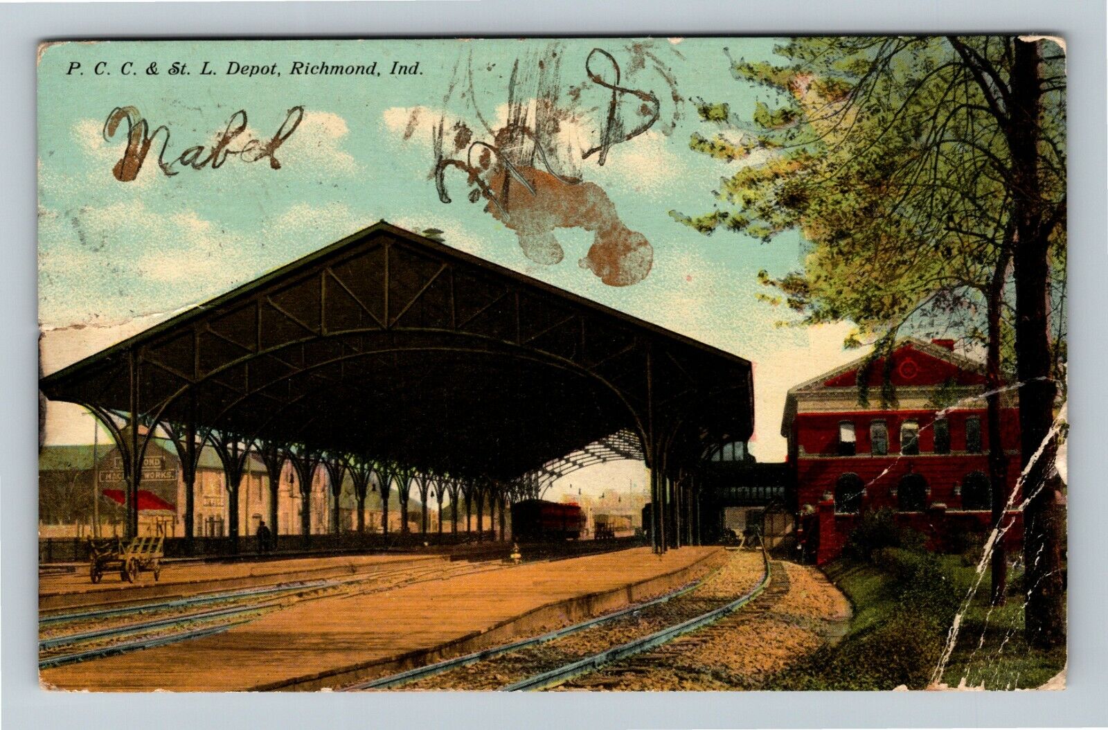 Richmond IN, P.C.C. & St. Louis Depot Indiana c1916 Vintage Postcard