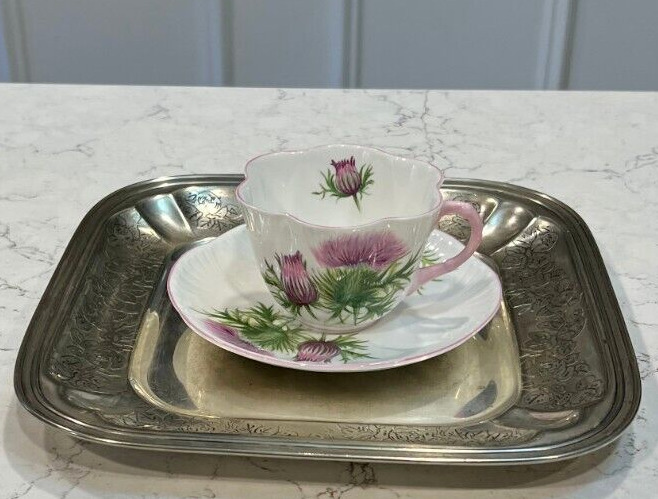 Shelley Thistle 13820 Dainty Shape Tea cup Saucer Queen Elizabeth Thistle