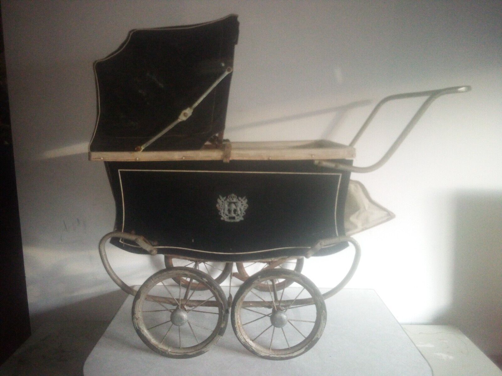 Vintage Navy Blue Carriage Buggy Stroller  1950’s antique rare baby