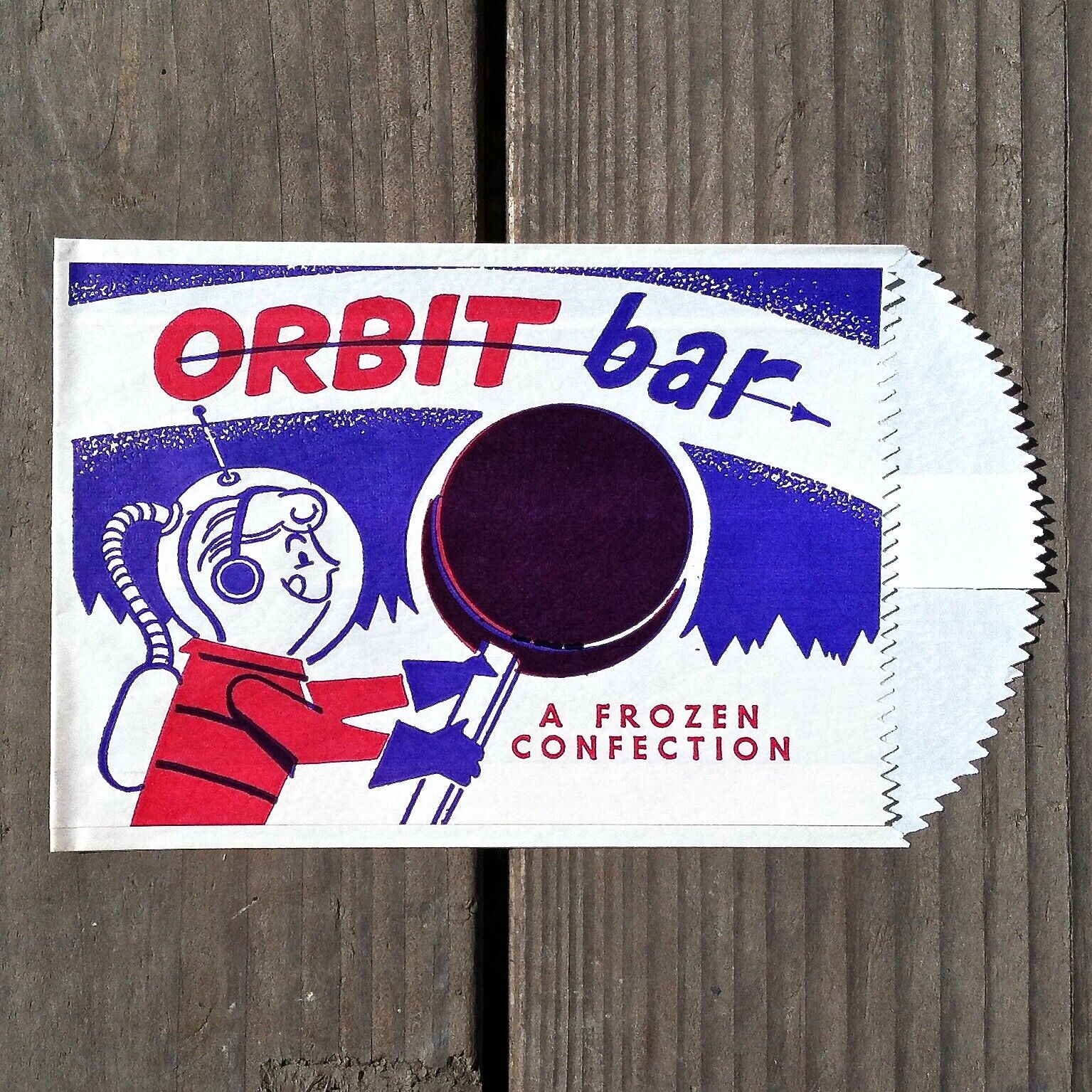 2 Vintage Original 1950s ORBIT BAR Ice Cream Bags CHOCOLATE Popsicle Confection