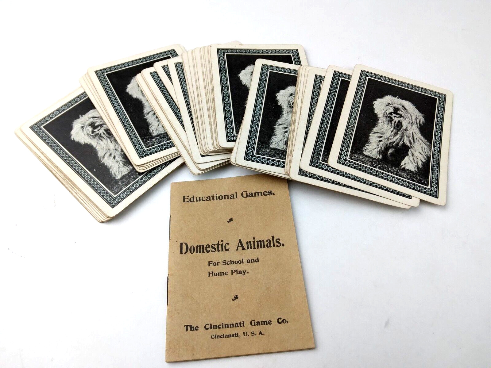 Vintage 1908 Domestic  Animals Card Game w/Instructions--The Cincinnati Game Co.
