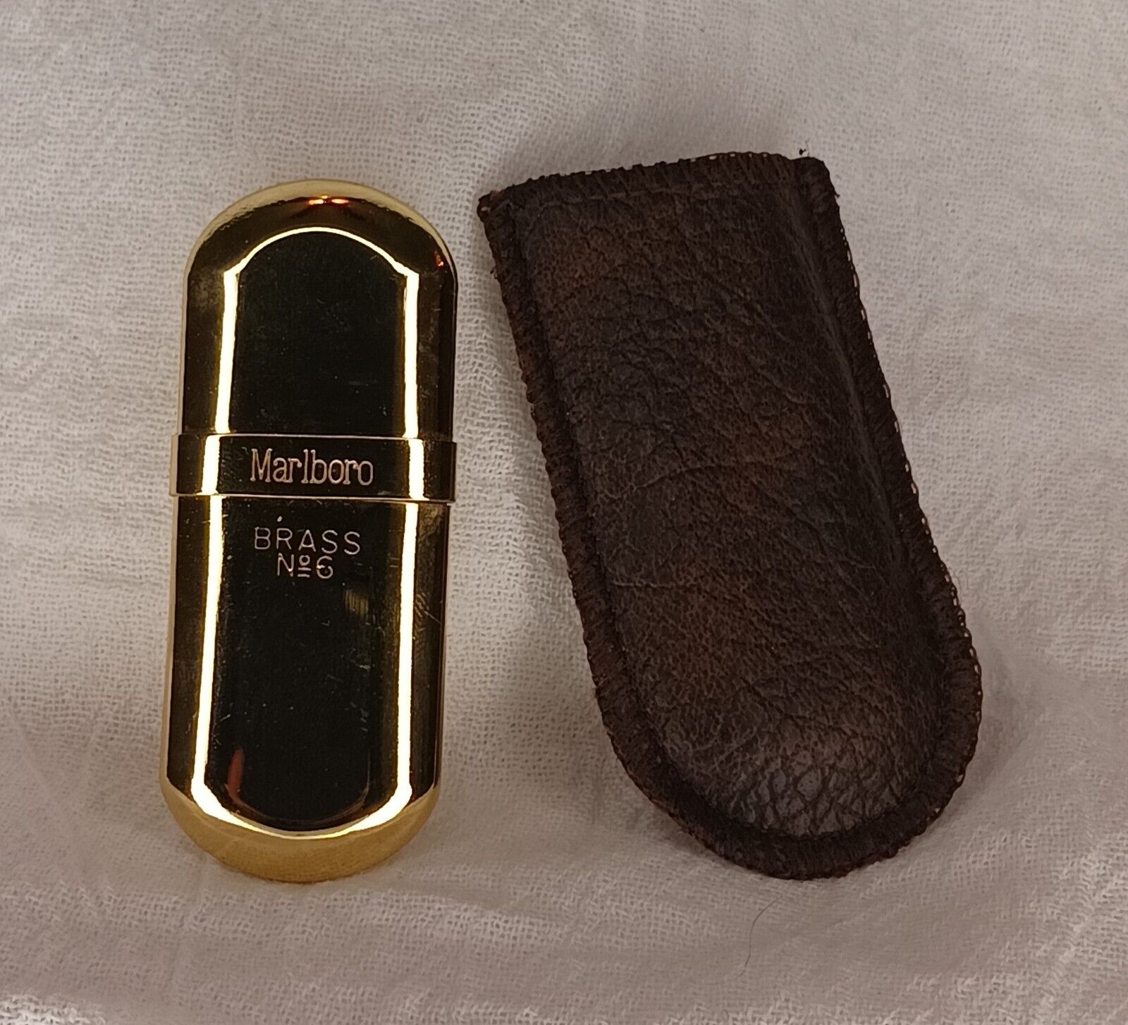 Vintage Marlboro Solid Brass No. 6 Lighter With Pouch