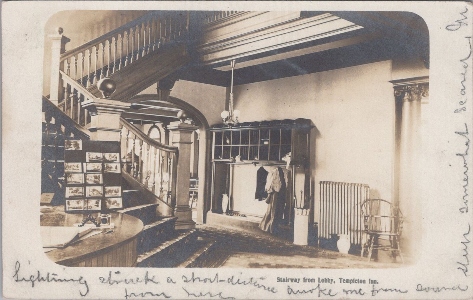 Templeton Inn Stairway from Lobby Postcard Display 1906 Eddy Make RPPC Postcard